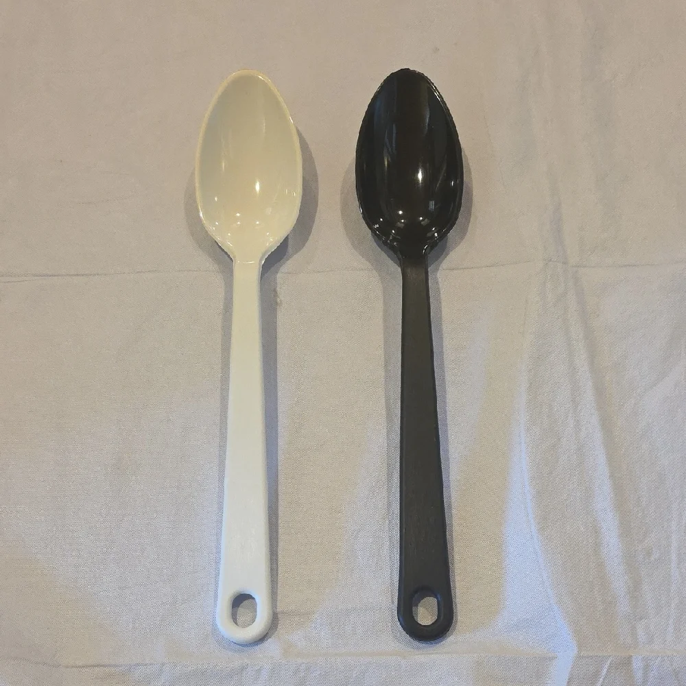 Taylor Made‎ Vintage Plastic Cooking Serving Spoons Black White Set of 2